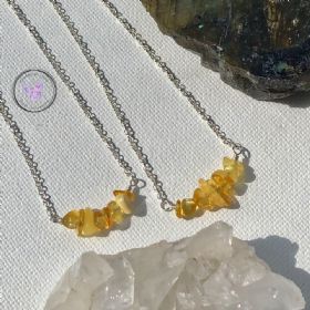 Baltic Amber Chip Bar Necklace